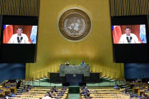 Tổng thống Philippines Rodrigo Duterte phát biểu tại kỳ họp lần thứ 75 của Đại hội đồng Liên Hiệp Quốc qua video